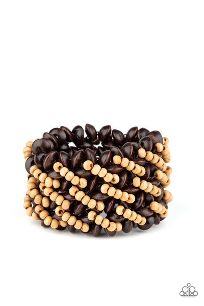 Cozy in Cozumel - Brown Wooden Bracelet