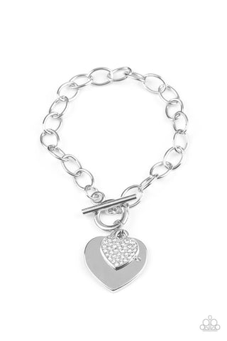 Heartbeat Bedazzle - White Bracelet Heart