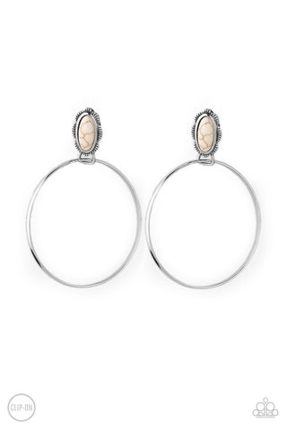 At Long LASSO - White Earring Clip-ons