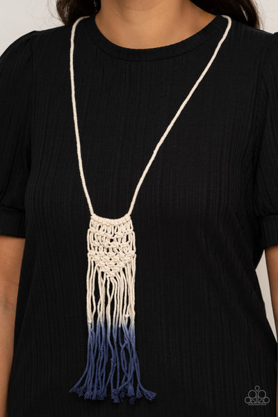 Surfin The Net - Blue Necklace Macrame