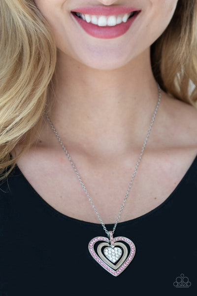 Bless Your Heart - Pink Necklace Heart