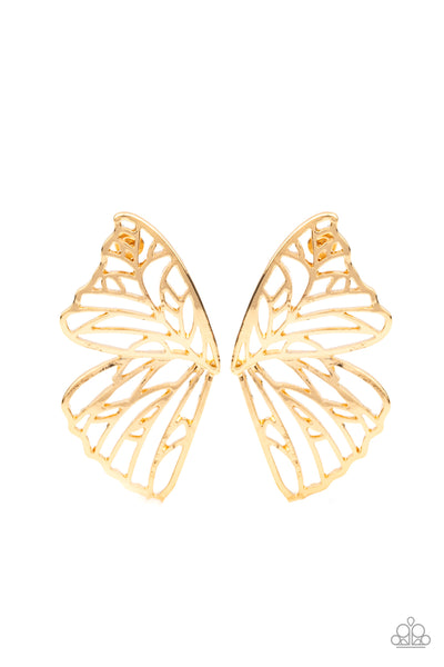 Butterfly Frills - Gold Earrings Butterfly