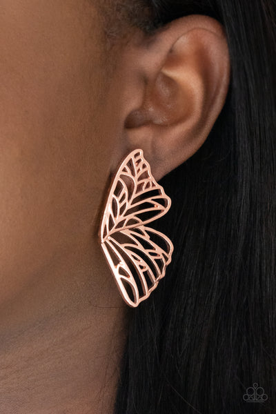 Butterfly Frills - Copper Earrings Butterfly