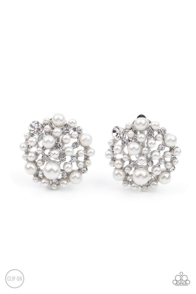 Head To Toe Twinkle - White Earrings Clip-ons