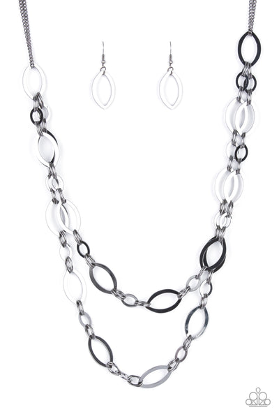 The OVAL-achiever - Black Gunmetal Necklace