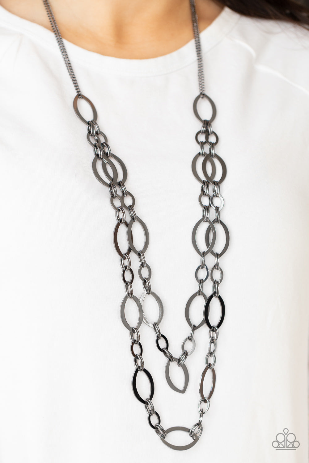 The OVAL-achiever - Black Gunmetal Necklace