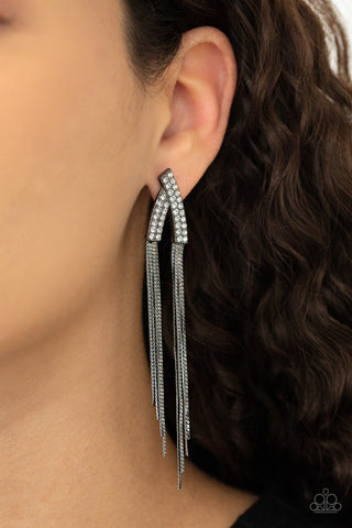 It Takes Two To TASSEL - Black Gunmetal Earrings