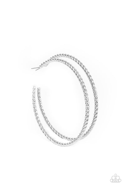 Resist The Twist - Silver Hoop Earrings