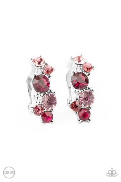 Cosmic Celebration - Pink Clip-on Earrings