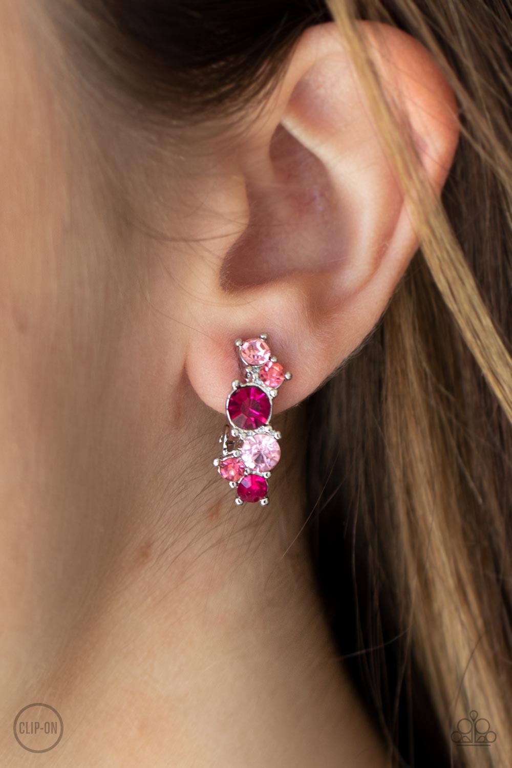 Cosmic Celebration - Pink Clip-on Earrings