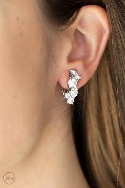 Cosmic Celebration - White Earrings Clip-on