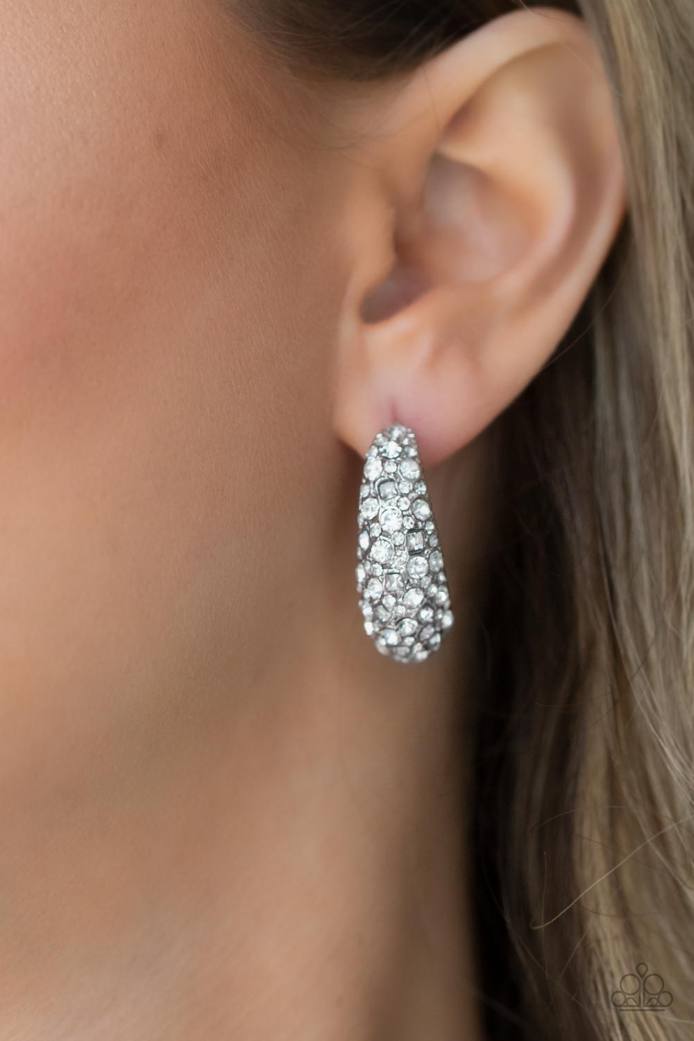 Glamorously Glimmering - White Earrings