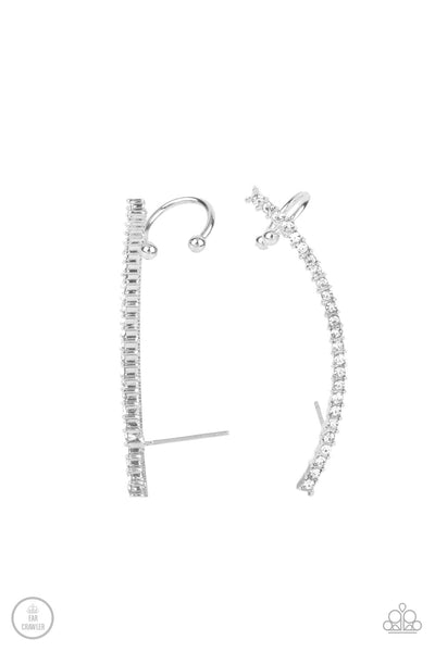 Sleekly Shimmering - White Earrings Ear Crawler