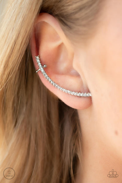 Sleekly Shimmering - White Earrings Ear Crawler