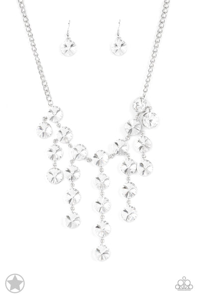 Spotlight Stunner Silver/White Necklace Blockbuster