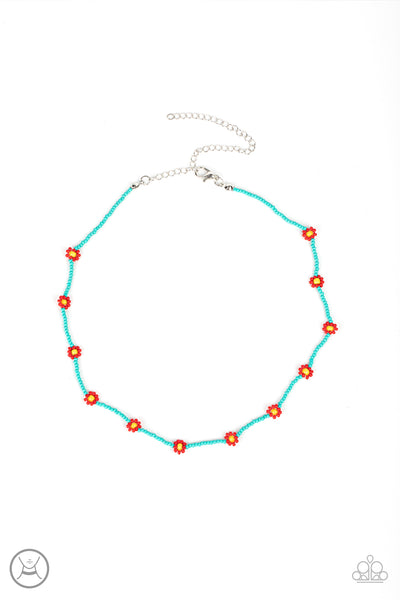 Colorfully Flower Child - Blue choker necklace