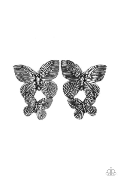 Blushing Butterflies - Silver Butterfly Earrings