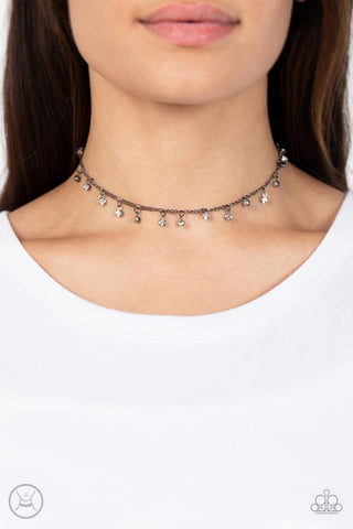 Bringing SPARKLE Back - Black gunmetal choker necklace