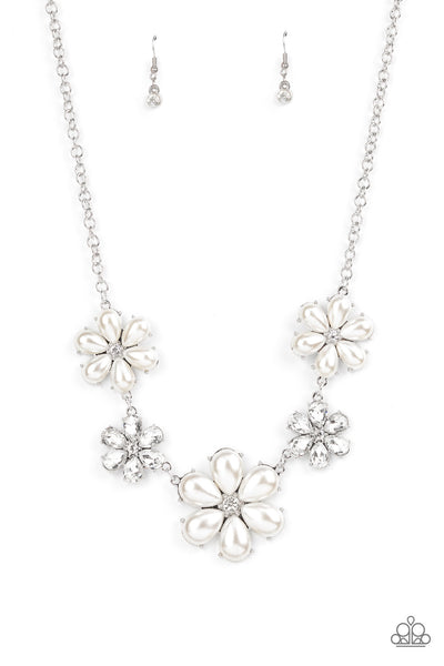 Fiercely Flowering - White Necklace LOP 12/2021