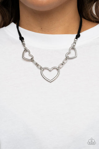 Fashionable Flirt - Black Necklace Heart