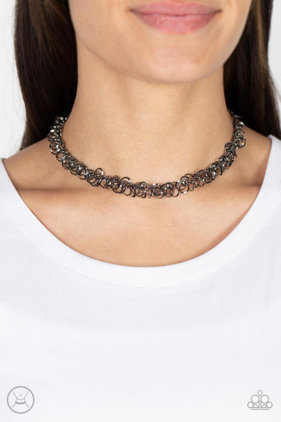 Cause a Commotion - Black Gunmetal Necklace/Choker