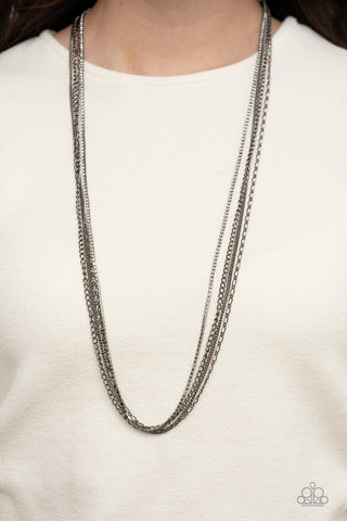 Undauntingly Urban - Black Gunmetal Necklace