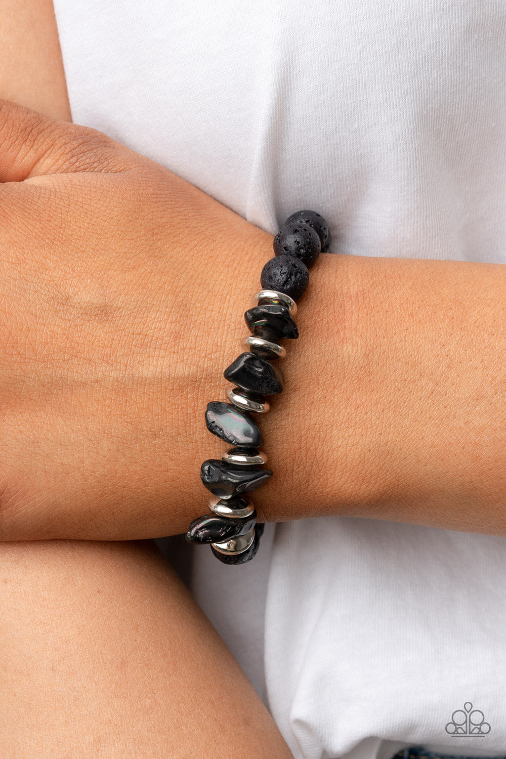 Volcanic Vacay - Silver Bracelet Oil Spill
