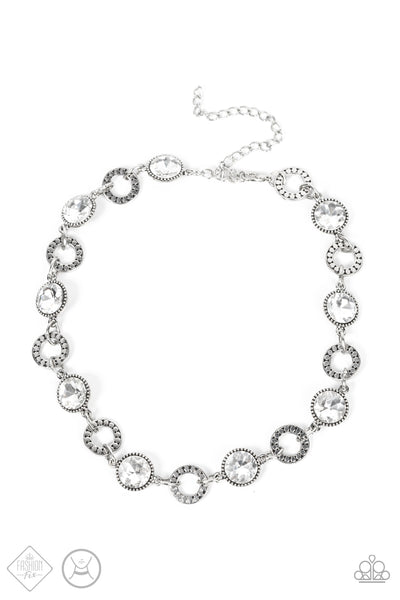 Rhinestone Rollout - White Necklace Fashion Fix 12/2021