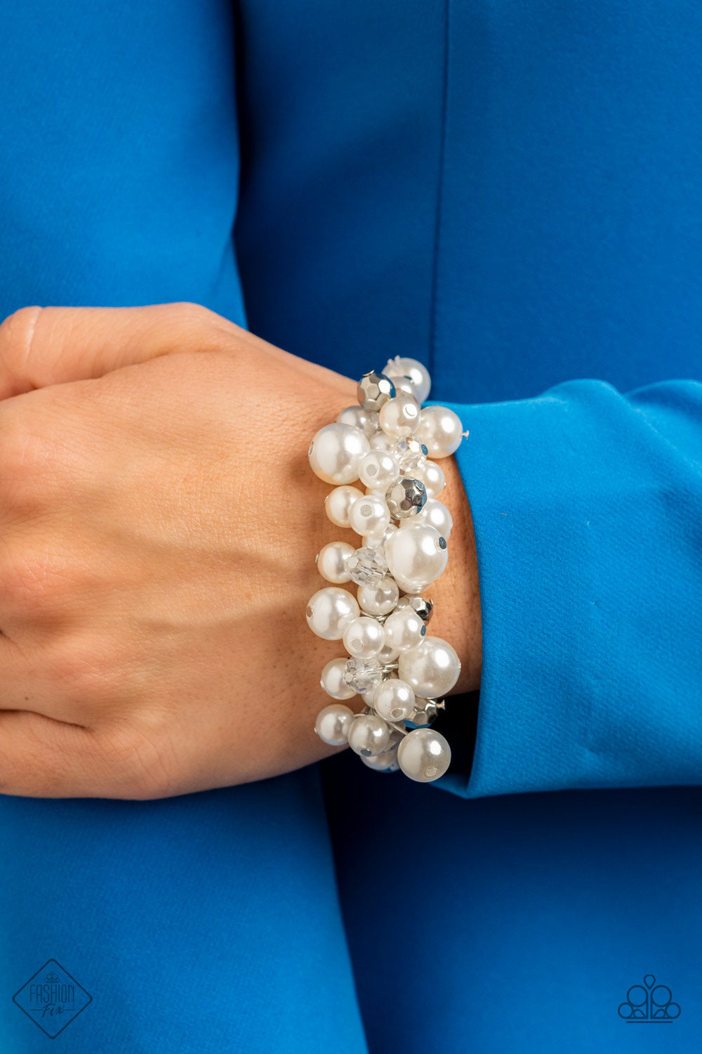 Elegantly Exaggerated - White Bracelet Fashion Fix January 2022