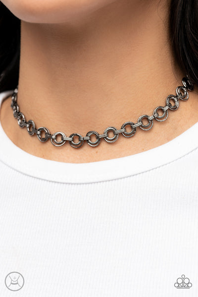 Grit and Grind - Black Gunmetal Necklace Choker