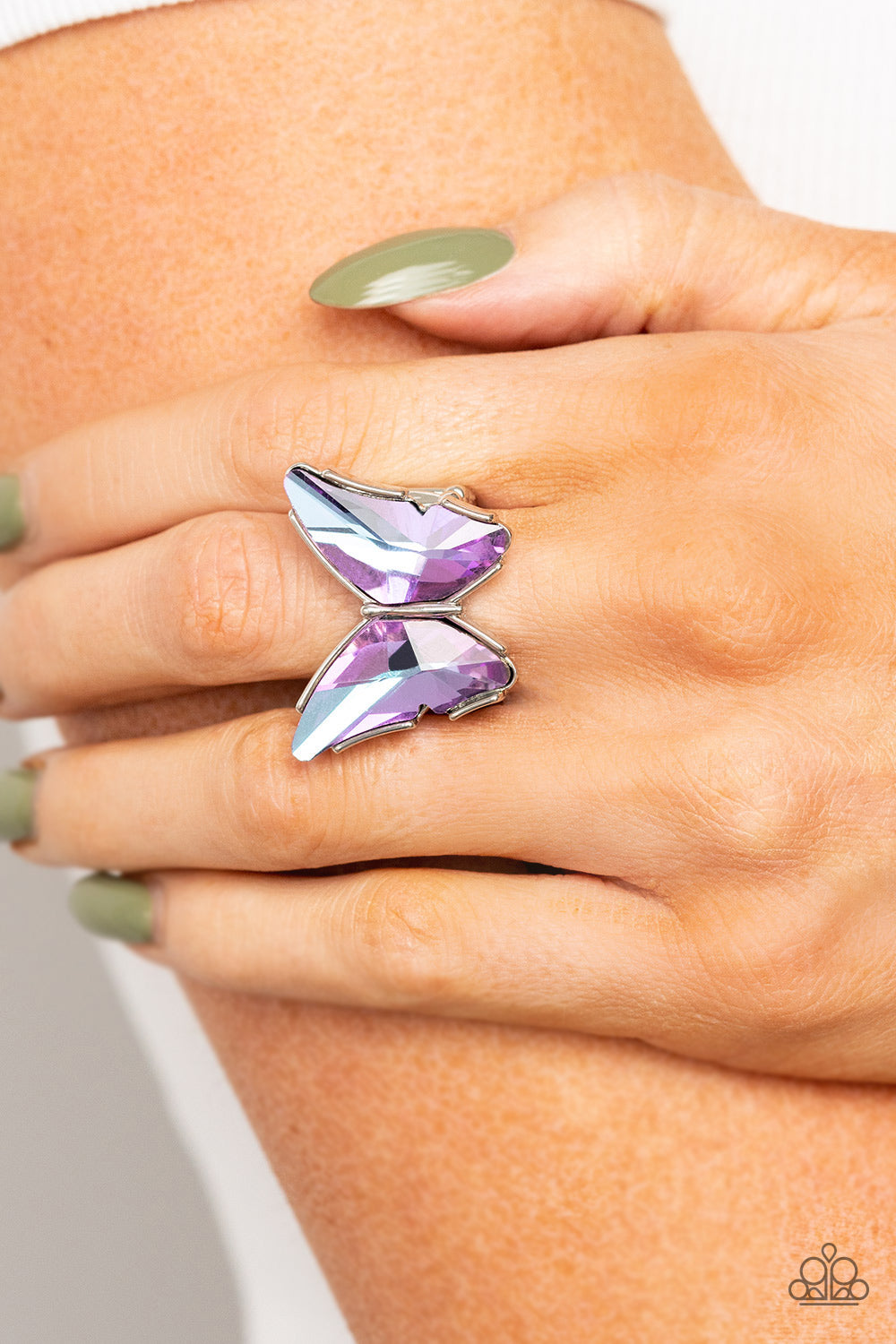 Fluorescent Flutter - Purple Butterfly Ring