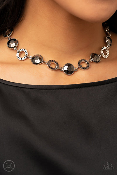 Rhinestone Rollout - Silver Necklace Choker