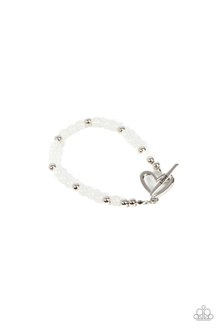 Following My Heart - White Bracelet Heart