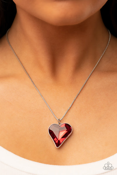 Lockdown My Heart - Red Necklace Heart