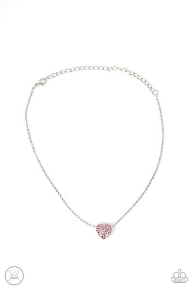 Twitterpated Twinkle - Pink Necklace Choker Heart