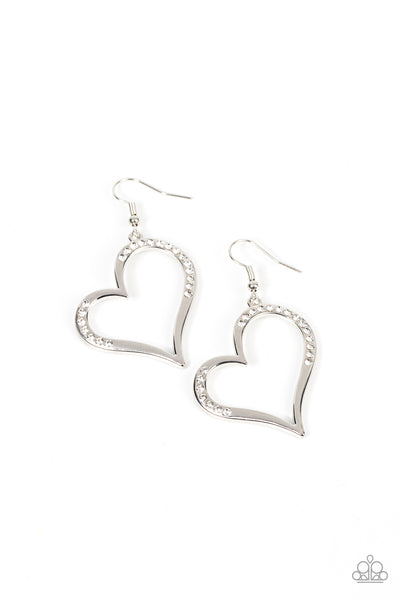 Tenderhearted Twinkle - White Earrings Heart