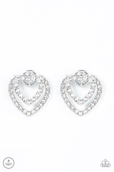 Ever Enamored - White Earrings Heart