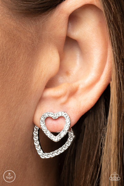 Ever Enamored - White Earrings Heart