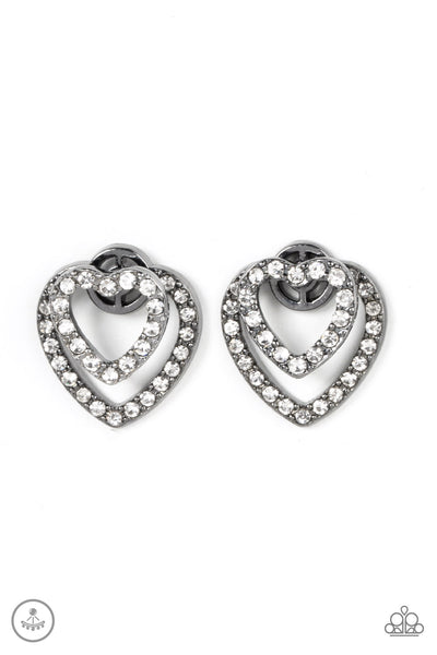 Ever Enamored - Black Earrings Heart