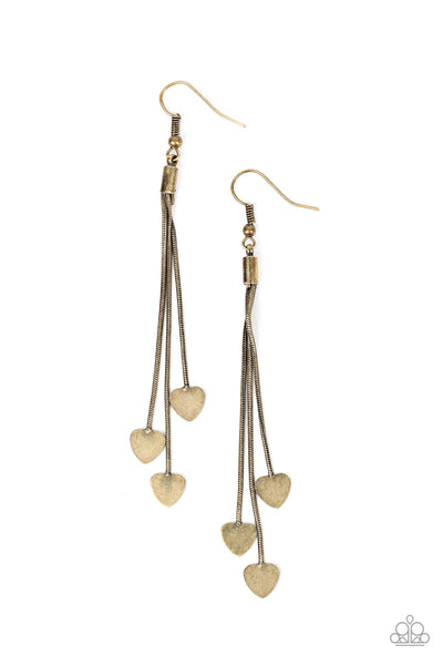 Higher Love - Brass Earrings Hearts