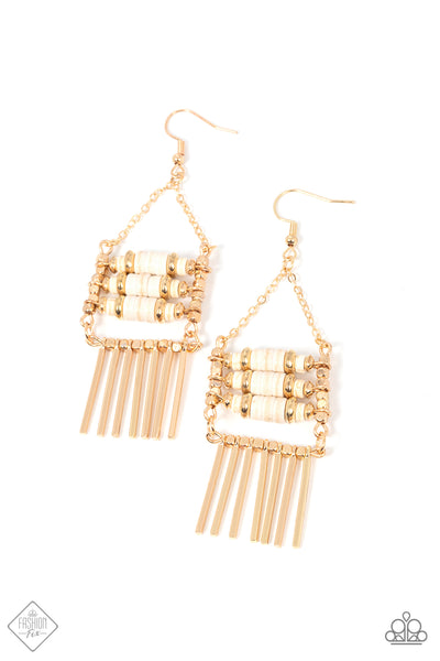 Tribal Tapestry - Gold Earrings Fashion Fix March 2022