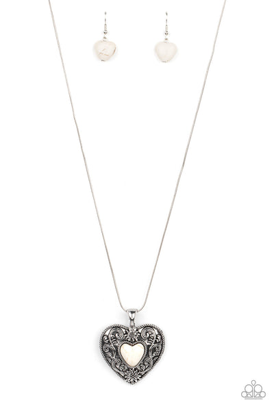 Wholeheartedly Whimsical - White Heart Necklace