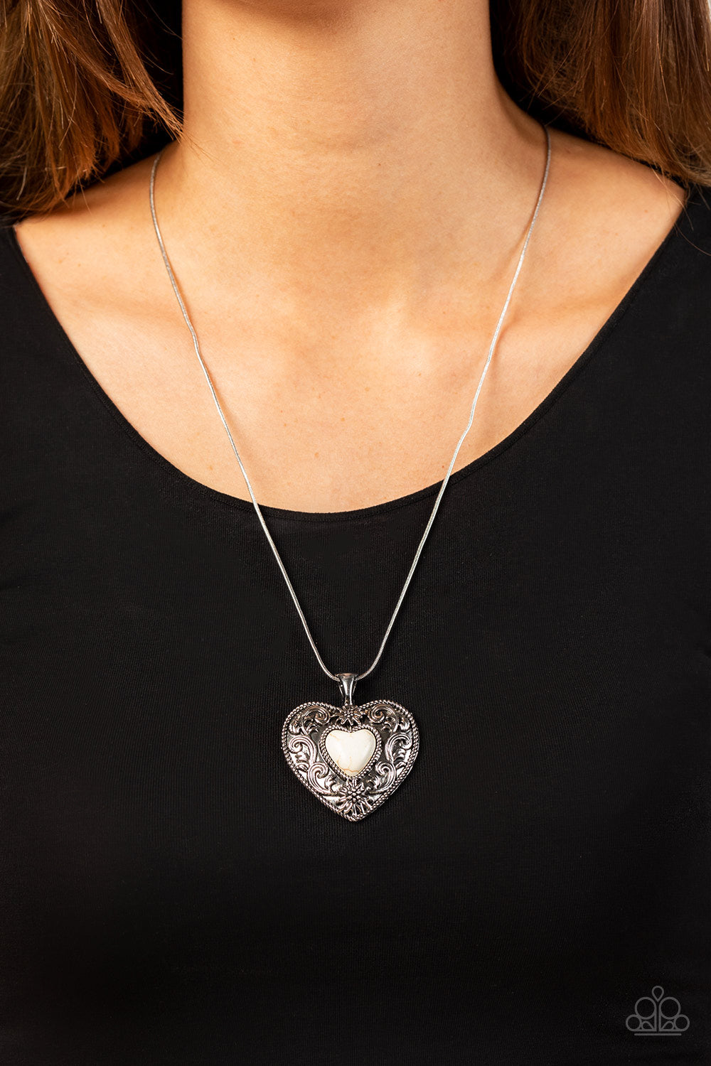 Wholeheartedly Whimsical - White Heart Necklace