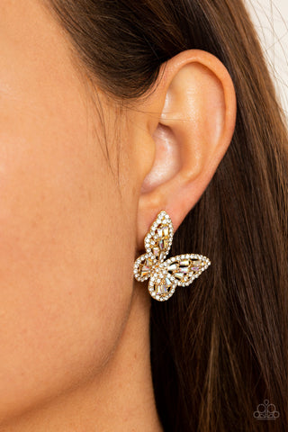 Smooth Like FLUTTER - Gold Earrings Butterfly