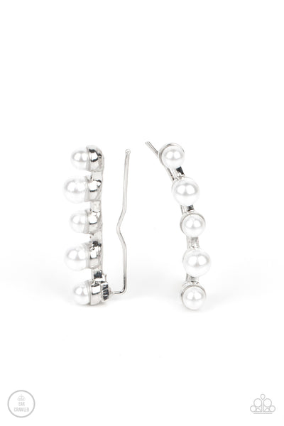 Drop-Top Attitude - White Pearl Earrings