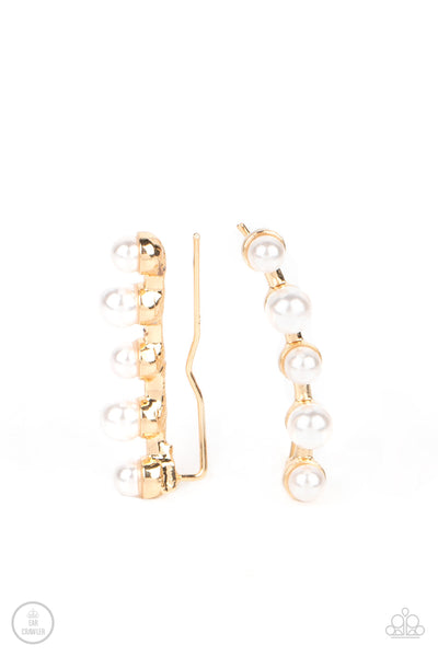 Drop-Top Attitude - Gold Earrings Pearl