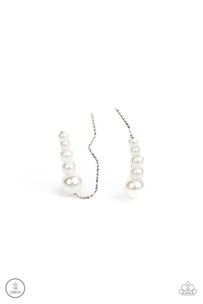 Dropping into Divine - White Pearl Earrings Ear Crawlers