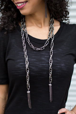 SCARFed for Attention - Gunmetal necklace blockbuster