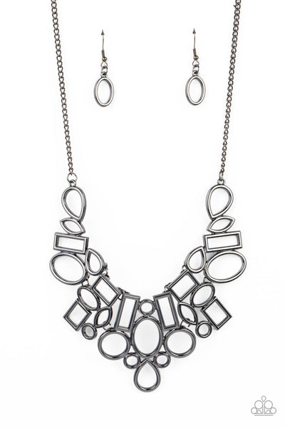 Geometric Grit - Black Gunmetal Necklace