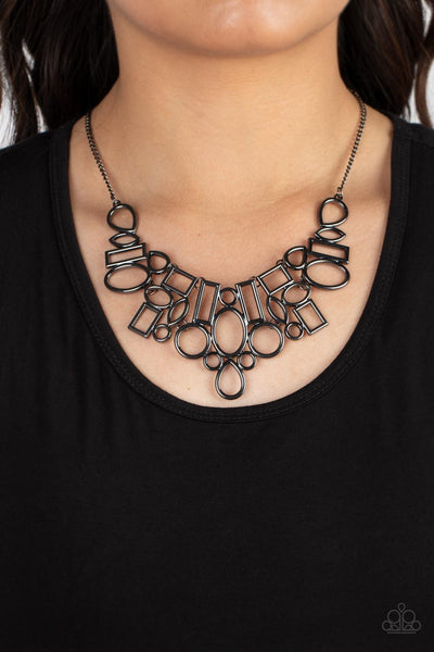 Geometric Grit - Black Gunmetal Necklace